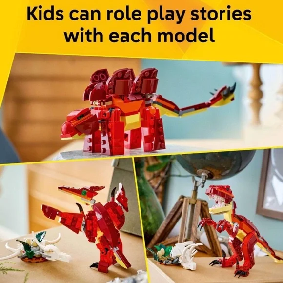 LEGO Creator 3-in-1 Dinosaur Set - Red and Yellow - NWT - Picture 3 of 5